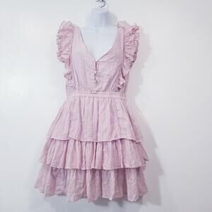 House of Harlow 1960 Ruffle Tiered Layered Pink Mini Dess